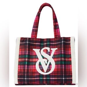 Victoria's Secret Red and Green Plaid Tote